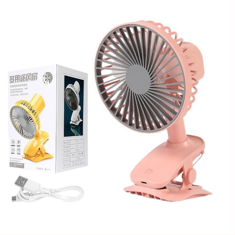 USB-klipes asztali ventilátor, 5 lapáttal, beépített 300–500 mAh akkumulátor, 3 sebesség, zaj kevesebb mint 36 dB