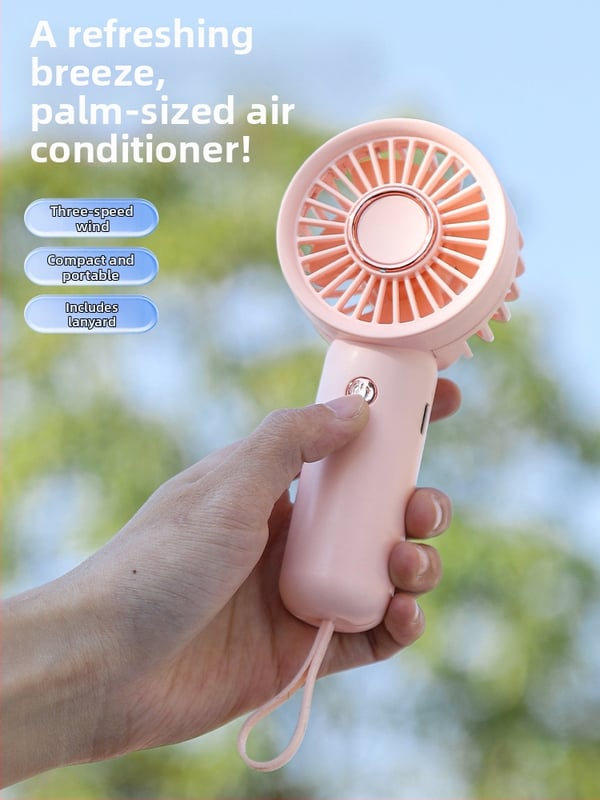 Ručni ventilator s USB punjenjem, ugrađena litij baterija 300–500 mAh, 3 brzine, brushless motor, 4 lopatice