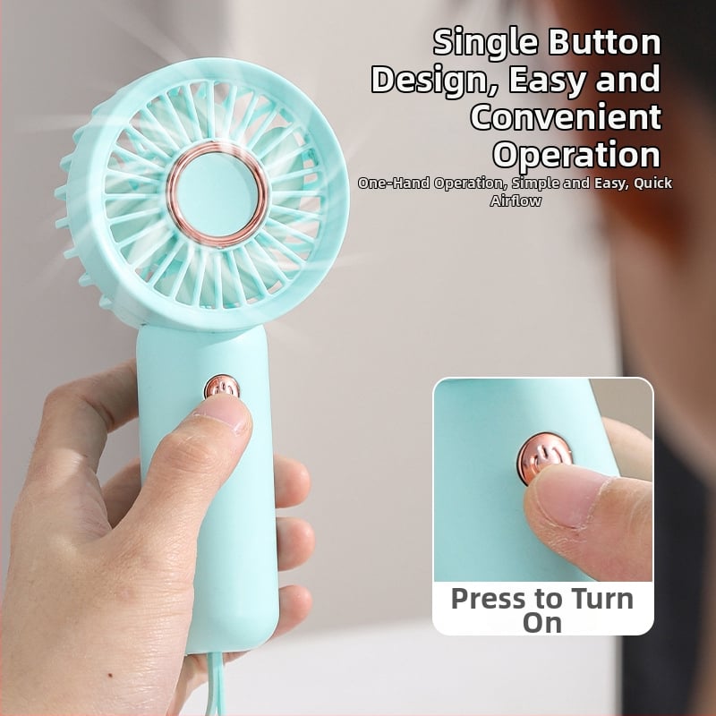 Ručni ventilator s USB punjenjem, ugrađena litij baterija 300–500 mAh, 3 brzine, brushless motor, 4 lopatice