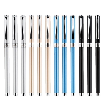 Stilou metalic cu corp din metal, sistem de absorbție a cernelei, vârf din oțel, ambalat în cutie, model PM158, 12 bucăți în cutie