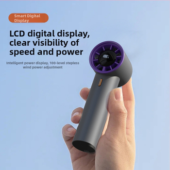 Inteligentni ručni ventilator s LED zaslonom, kompaktan za vanjsku upotrebu, USB punjenje, ugrađena baterija