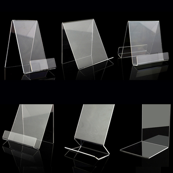 KP-SH033 Akril Könyv Display Állvány az Asztalhoz, Anyag: Műanyag, Kétoldalas felület védőfóliával, Átlátszó a fólia eltávolítása után