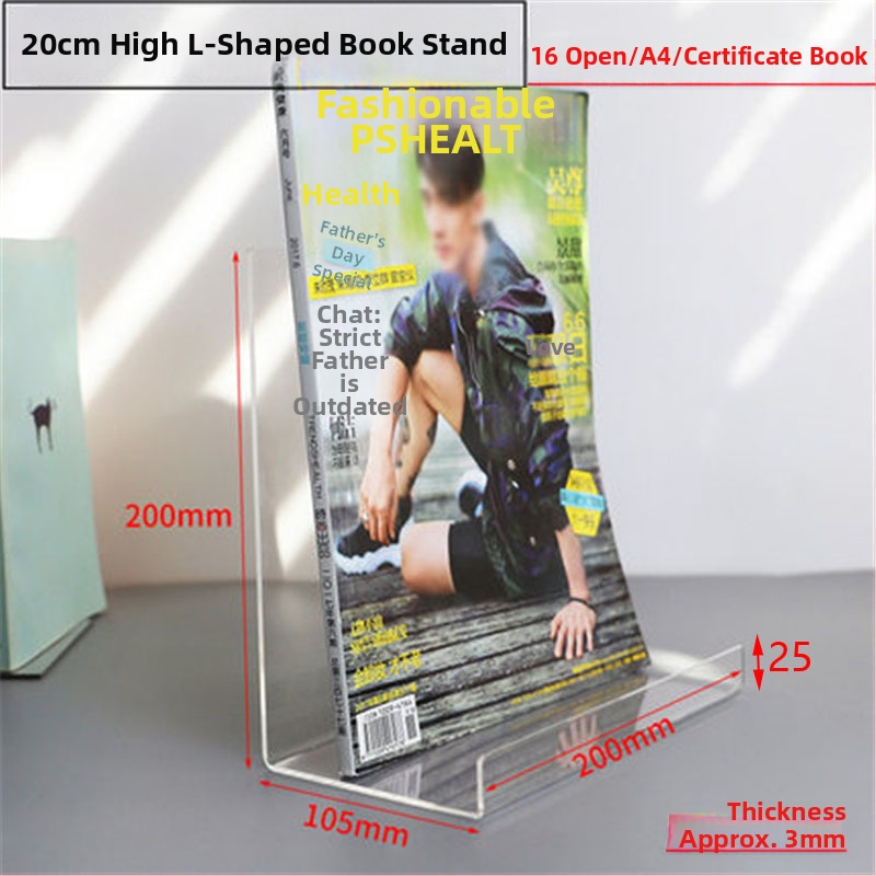 KP-SH033 Akril Könyv Display Állvány az Asztalhoz, Anyag: Műanyag, Kétoldalas felület védőfóliával, Átlátszó a fólia eltávolítása után