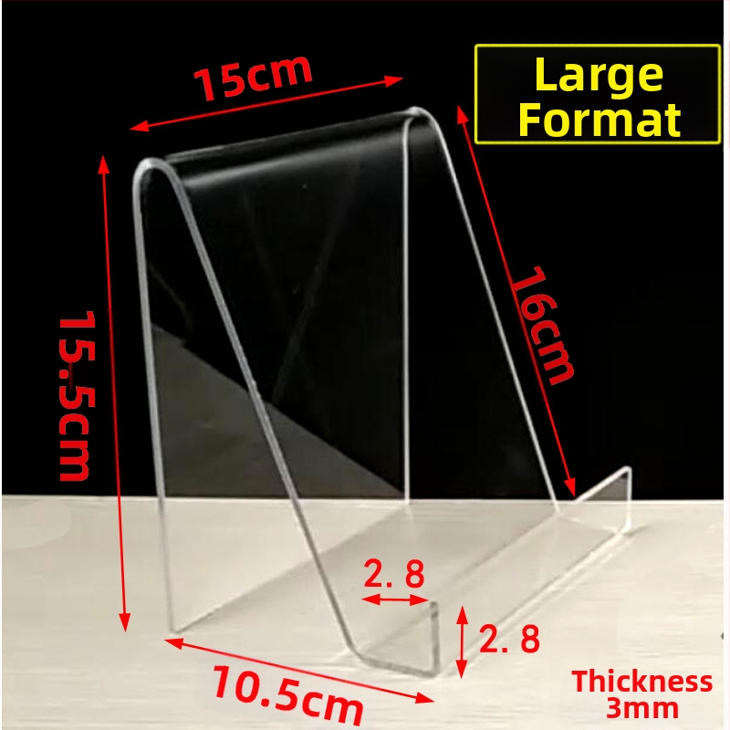 KP-SH033 Akril Könyv Display Állvány az Asztalhoz, Anyag: Műanyag, Kétoldalas felület védőfóliával, Átlátszó a fólia eltávolítása után