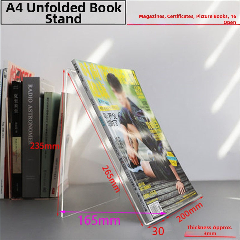 KP-SH033 Akril Könyv Display Állvány az Asztalhoz, Anyag: Műanyag, Kétoldalas felület védőfóliával, Átlátszó a fólia eltávolítása után