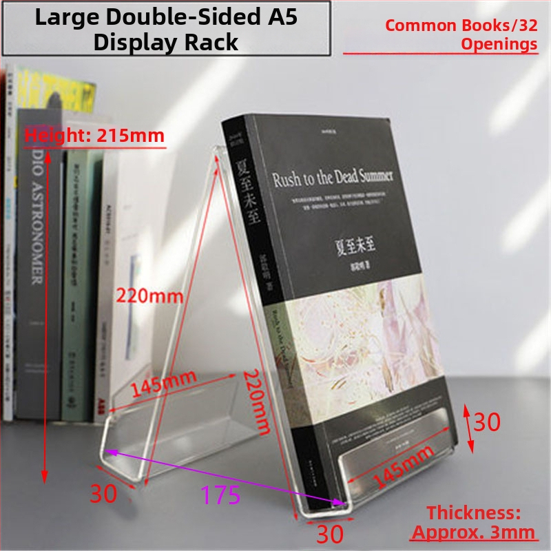 KP-SH033 Akril Könyv Display Állvány az Asztalhoz, Anyag: Műanyag, Kétoldalas felület védőfóliával, Átlátszó a fólia eltávolítása után