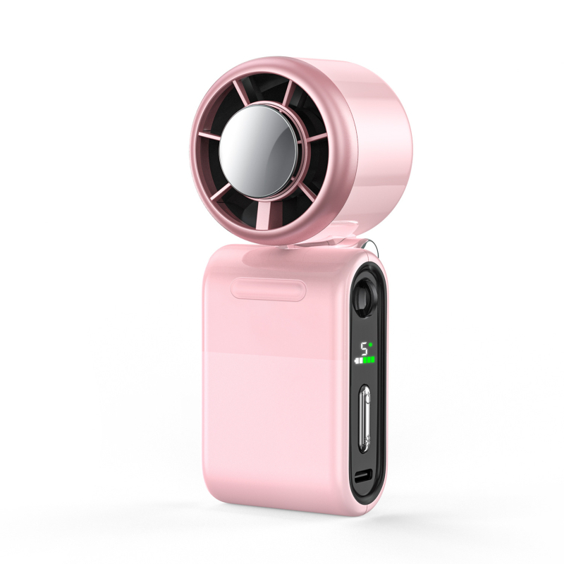 Ventilator portabil mini cu răcire cu gheață, cu motor fără perii, 5 palete, baterie încorporată 2000–4000mAh, autonomie 6–8 ore, zgomot 37–45dB