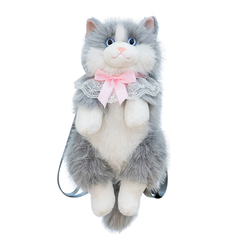 Σακίδιο γάτας από λούτρινο ύφασμα με μουσικούς ήχους – γατάκι με μακριά γούνα, για μαθητές