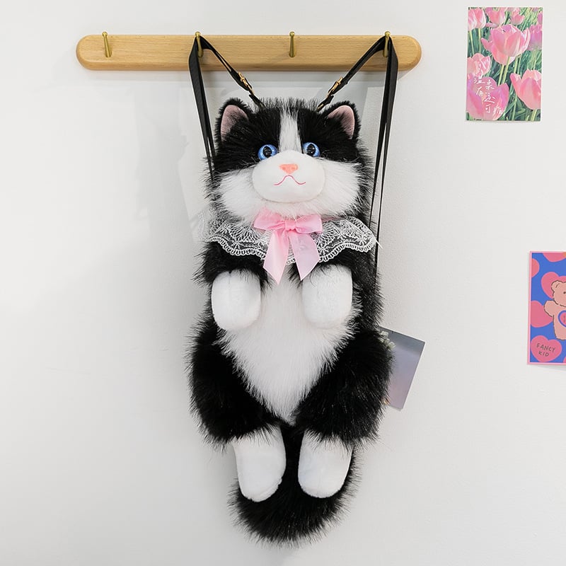 Σακίδιο γάτας από λούτρινο ύφασμα με μουσικούς ήχους – γατάκι με μακριά γούνα, για μαθητές