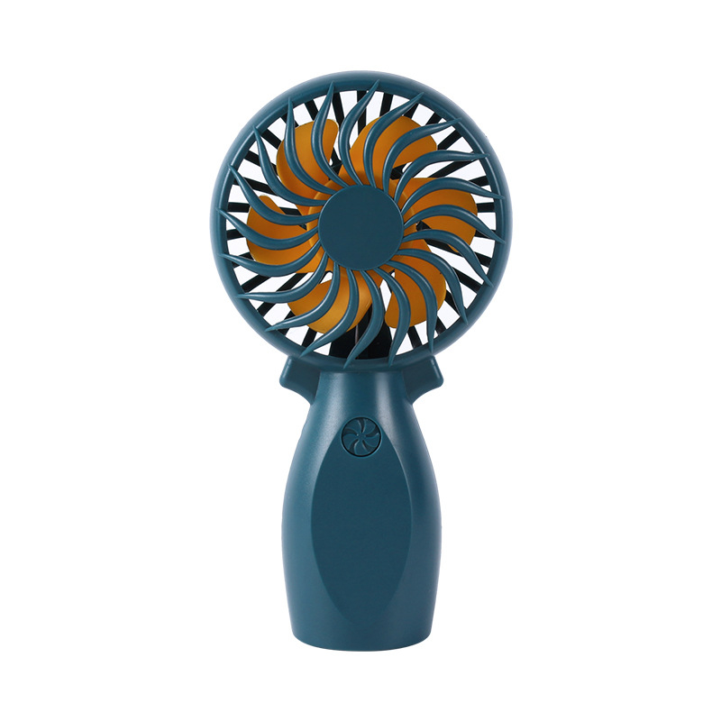 USB punjački ručni ventilator s 5 plastičnih lopatica, ugrađena baterija 300–500 mAh, buka 36–45 dB, četkasti motor