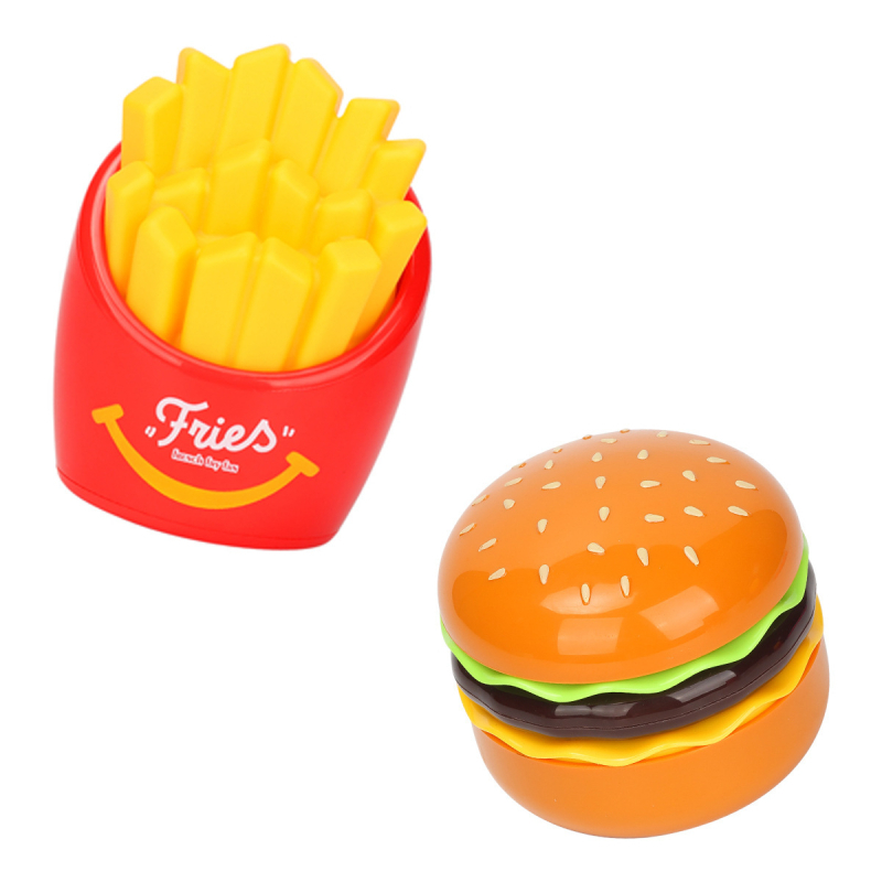 Stolni ventilator u obliku hamburgera i pomfrita – USB punjenje, ugrađena baterija 500–800mAh, 3 brzine, 5 lopatica