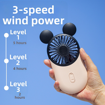 Ručni ventilator s motivom crtića za učenike, prijenosni, punjivi, tih mini ventilator