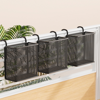 Метална висяща кошница за бюро и държач за химикалки, кръгла форма, с лого