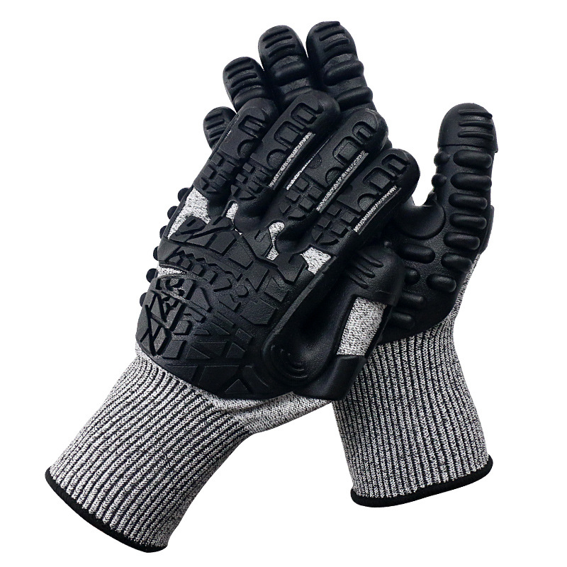 TPR Munkavédelmi kesztyűk – Ütésálló, Karcolásálló, Vágásálló, TPE Rezgéscsillapító, Mechanikai fúrásokhoz bányákban, Tömeg 350 g