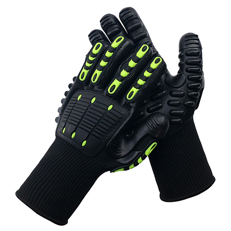 TPR Munkavédelmi kesztyűk – Ütésálló, Karcolásálló, Vágásálló, TPE Rezgéscsillapító, Mechanikai fúrásokhoz bányákban, Tömeg 350 g