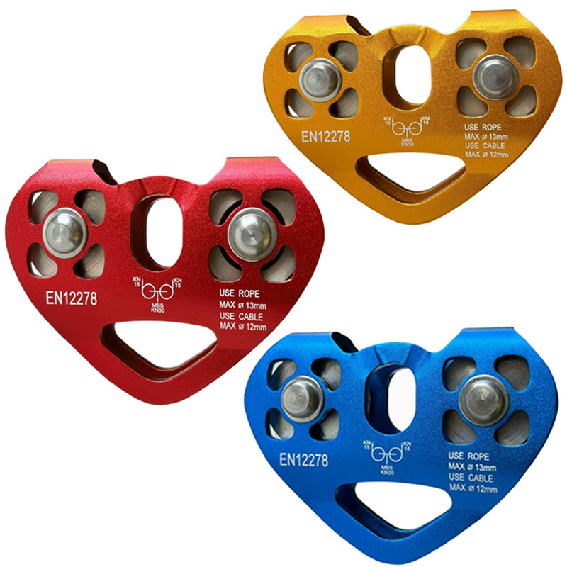 Зиплайн количка с двойна плъзгаща система за открито приключение — сърцевидна шайба, шайба за кабел и окачваща ролка