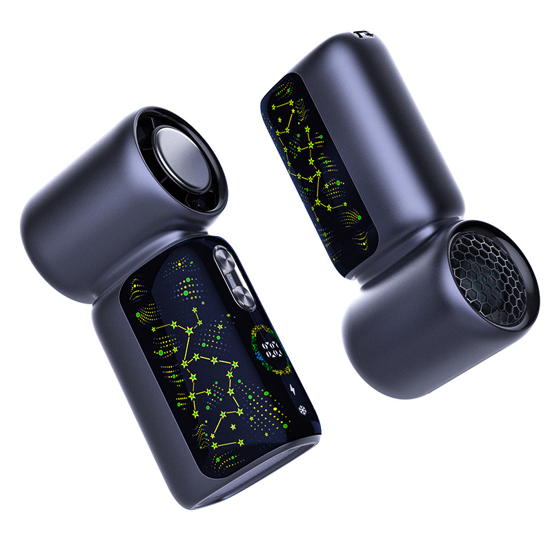 Kézi USB-s ventilátor jégkompressziós hűtéssel, beépített 2000–4000 mAh lítium-akkumulátor, 5 sebességfokozat, brushless motor