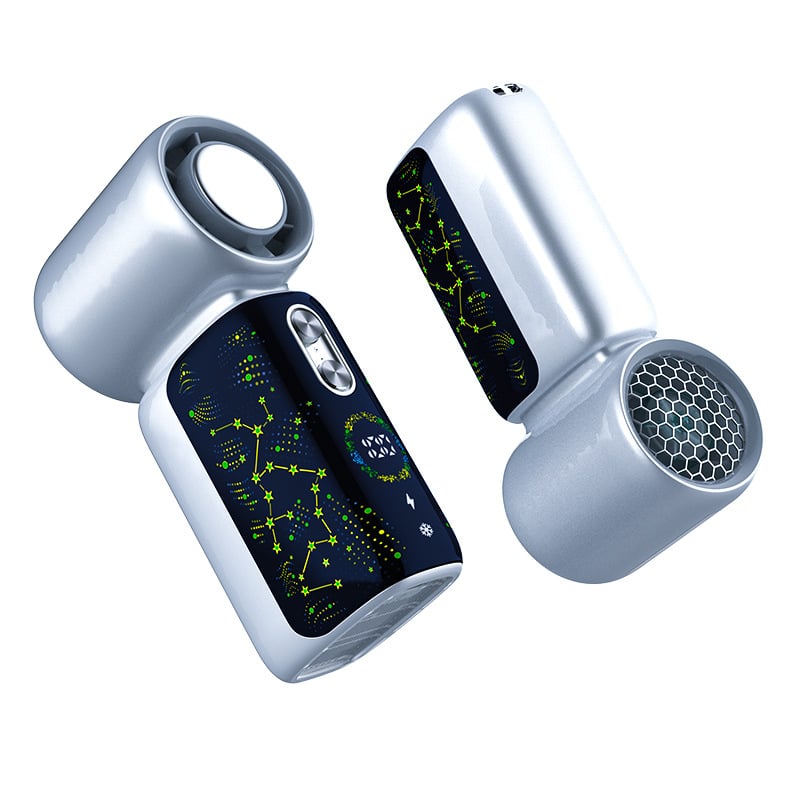 Kézi USB-s ventilátor jégkompressziós hűtéssel, beépített 2000–4000 mAh lítium-akkumulátor, 5 sebességfokozat, brushless motor