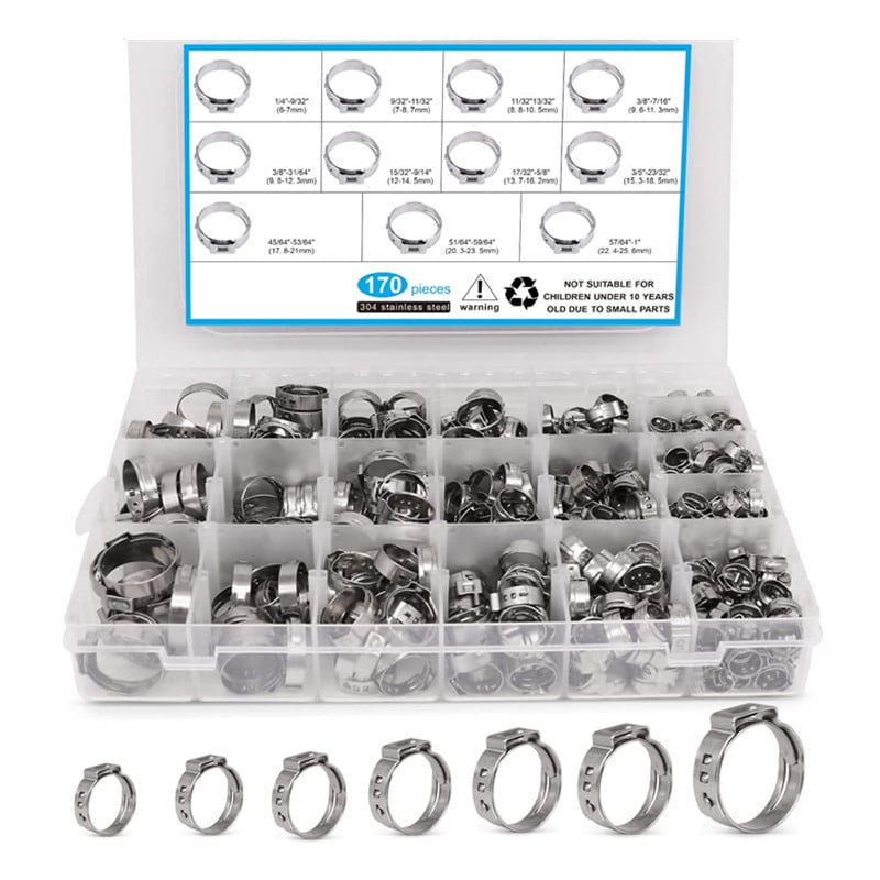 Set de cleme pentru furtunuri fără trepte, 170 buc., diametrul 6–28.6 mm, marcă Security Car