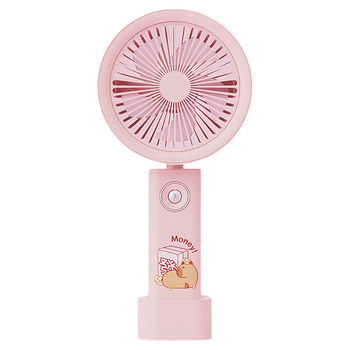 Kapibara mintás kézi ventilátor, beépített 1200-2000 mAh Li-Po akkumulátor, 3 sebesség, 5 lapát, USB töltés