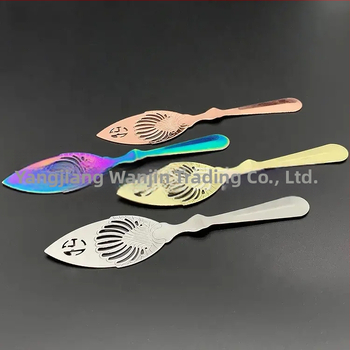 Absintová lyžička z nehrdzavejúcej ocele 304, otvorený dizajn, sito na cukor a sieťový filter – barový nástroj