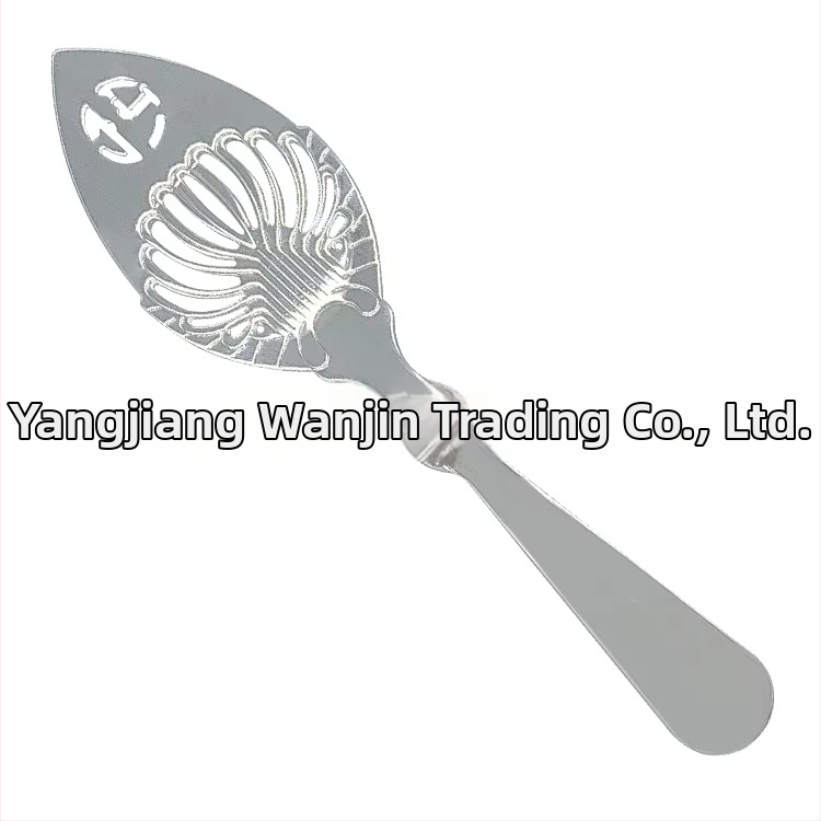 Absintová lyžička z nehrdzavejúcej ocele 304, otvorený dizajn, sito na cukor a sieťový filter – barový nástroj