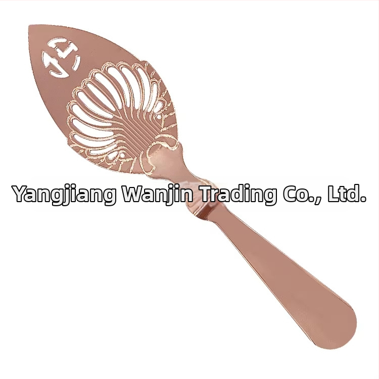 Absintová lyžička z nehrdzavejúcej ocele 304, otvorený dizajn, sito na cukor a sieťový filter – barový nástroj