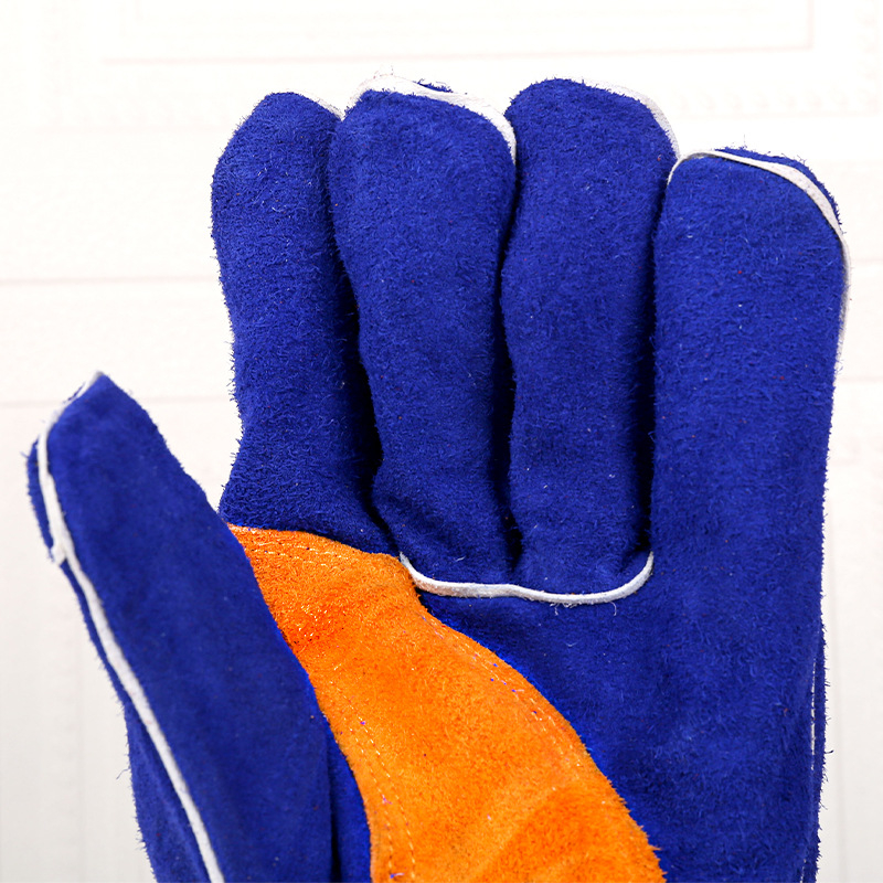 Tehénbőr hegesztő kesztyű, szigetelve, égés és szikra ellen védő funkcióval, hegesztési munkákhoz