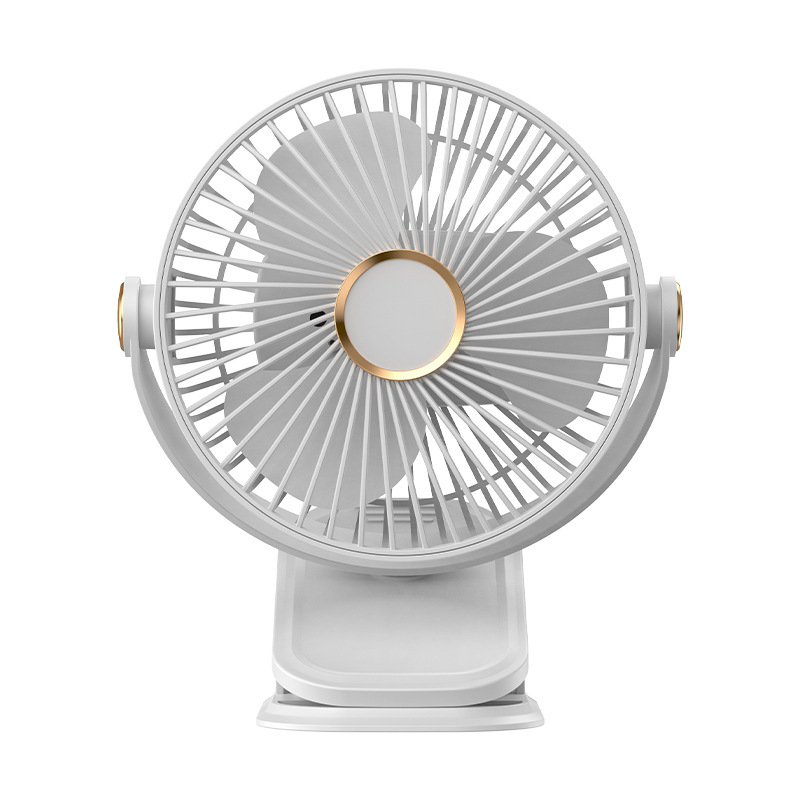 Clip-on USB stolni ventilator – mini, 3 lopatice, ugrađena baterija 300–500 mAh, USB napajanje, 3 brzine, buka ispod 36 dB