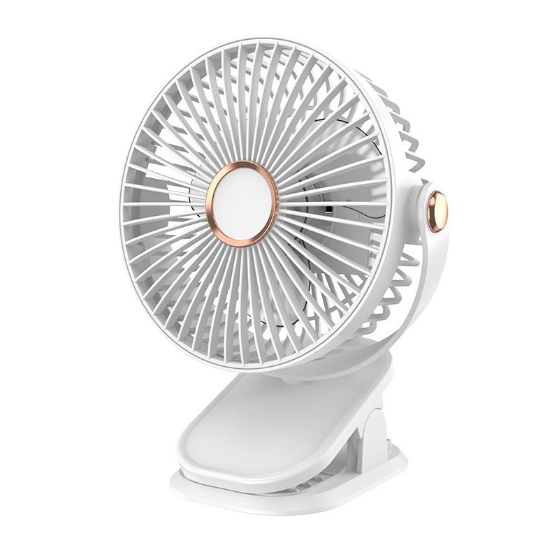 Clip-on USB stolni ventilator – mini, 3 lopatice, ugrađena baterija 300–500 mAh, USB napajanje, 3 brzine, buka ispod 36 dB