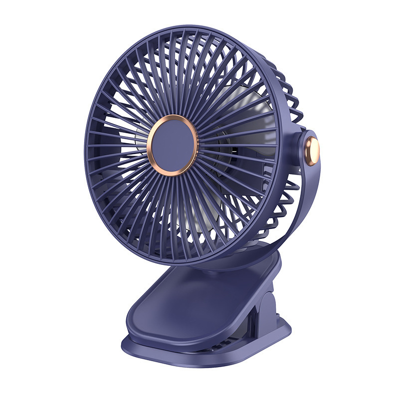 Clip-on USB stolni ventilator – mini, 3 lopatice, ugrađena baterija 300–500 mAh, USB napajanje, 3 brzine, buka ispod 36 dB