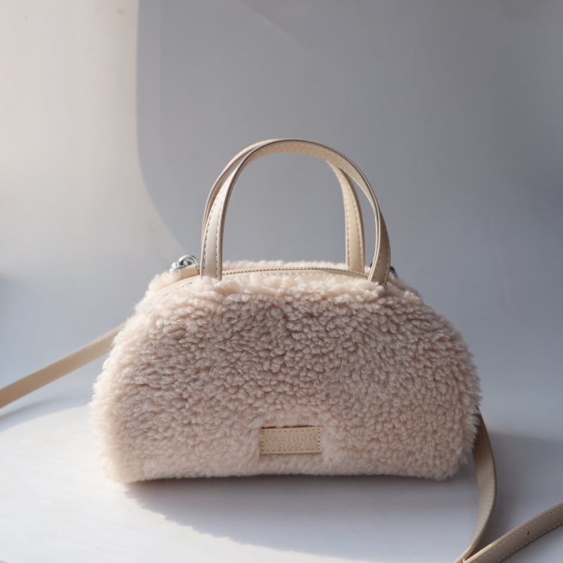 Box tote torba od pliša, zatvarač, ovalni oblik, podstava od poliestera, tri naramenice