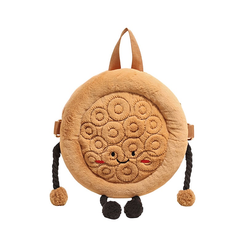 KS plüss naan táska — kör alakú keresztpántos táska cipzárral, belső cipzáras zseb, poliészter bélés