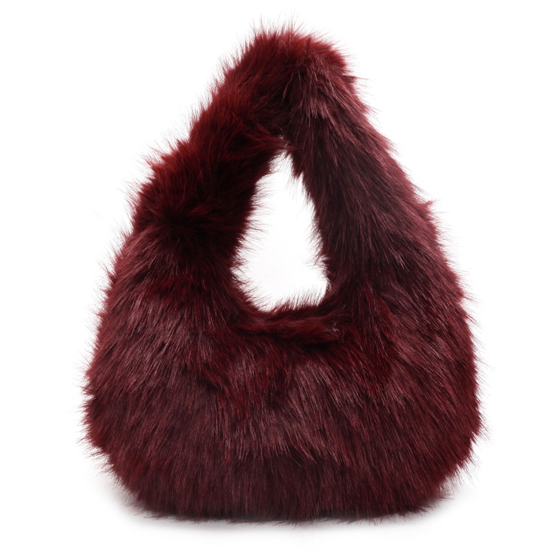 Plüss női válltáska, nagy kapacitású, városi minimalist stílus, vízszintes négyszög alakú forma, cipzáras zárás, belső zsebek telefonra és dokumentumokra, 2025 tél