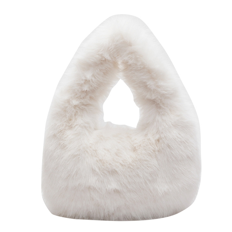 Plüss női válltáska, nagy kapacitású, városi minimalist stílus, vízszintes négyszög alakú forma, cipzáras zárás, belső zsebek telefonra és dokumentumokra, 2025 tél