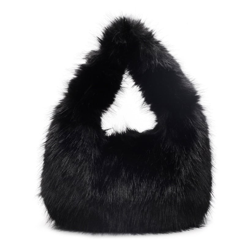 Plüss női válltáska, nagy kapacitású, városi minimalist stílus, vízszintes négyszög alakú forma, cipzáras zárás, belső zsebek telefonra és dokumentumokra, 2025 tél