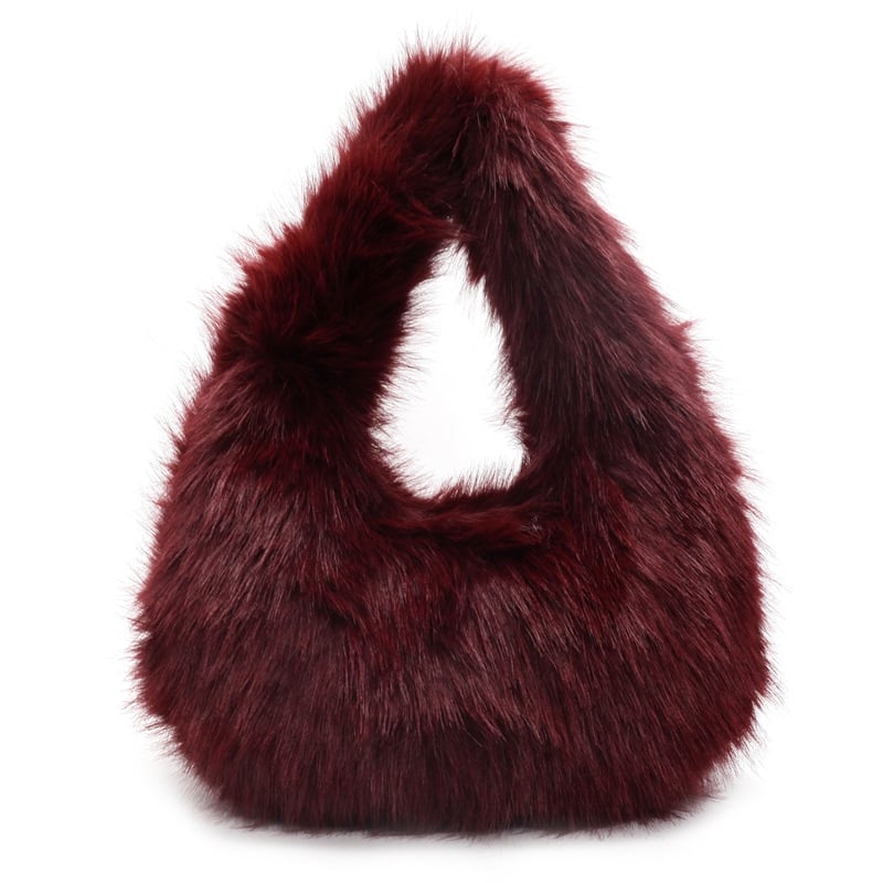 Plüss női válltáska, nagy kapacitású, városi minimalist stílus, vízszintes négyszög alakú forma, cipzáras zárás, belső zsebek telefonra és dokumentumokra, 2025 tél