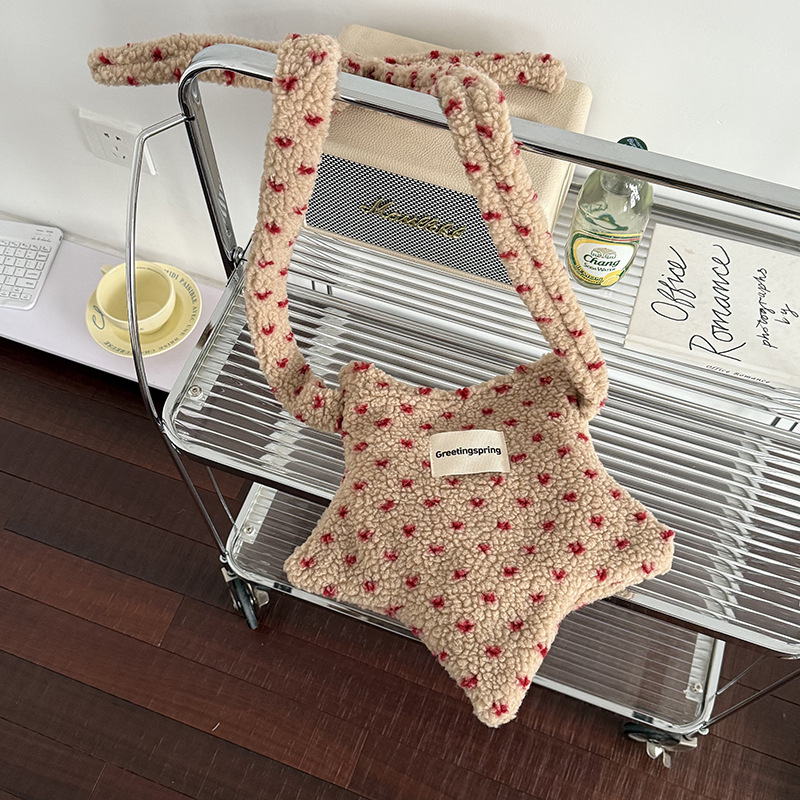 Torbica tote u obliku zvijezde, koreansko-japanski stil, poliester, magnetsko zatvaranje, podstava od platna, laminirani džep sa zipom