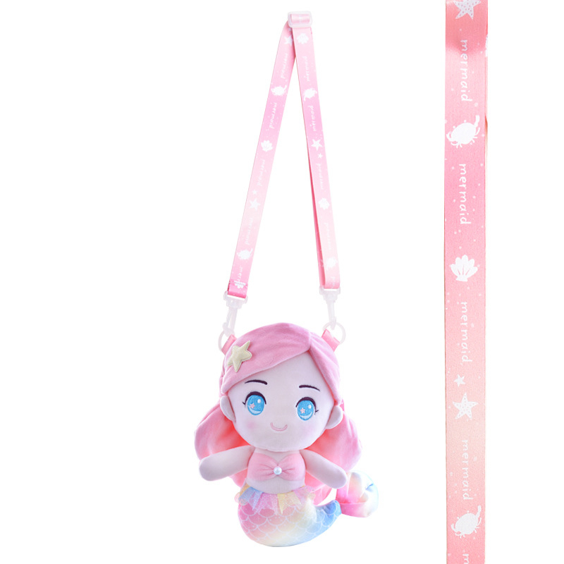 Capelon γοργόνα πριγκίπισσα τσαντάκι ώμου από plush για κορίτσια — υλικό: plush, γέμισμα: PP βαμβάκι, τύπος plush: υπερ-μαλακός κοντό plush, ηλικία: 7–14 ετών