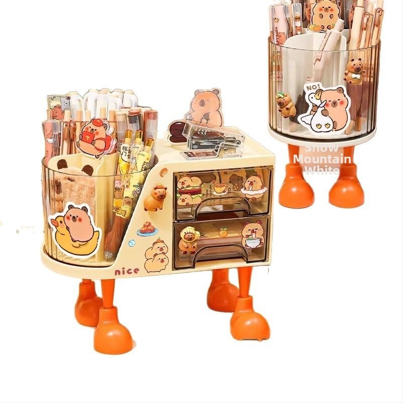 Capybara okretni držač za olovke, velik kapaciteta, plastični, okruglog oblika, model 145824015, moguć tisak logotipa
