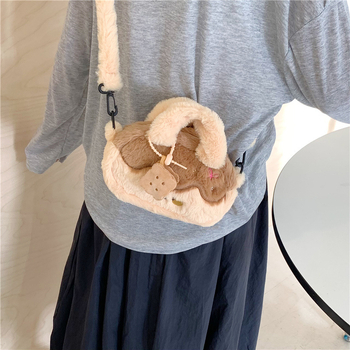 Crossbody torba – pliš materijal, svjež i sladak stil, ovalni oblik, zatvaranje na zip, podstava od poliester
