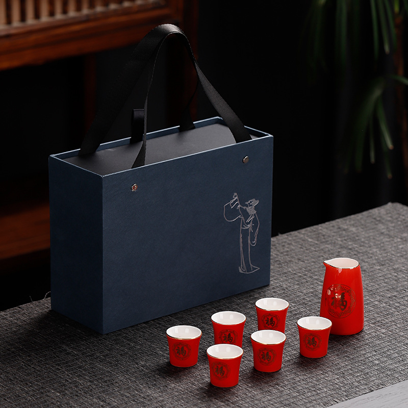 Porcelán boros készlet pohárral és szeparátorral | Modern minimalist design | Logónyomtatás elérhető | Csomagolás: 24 darab | 5 készlet