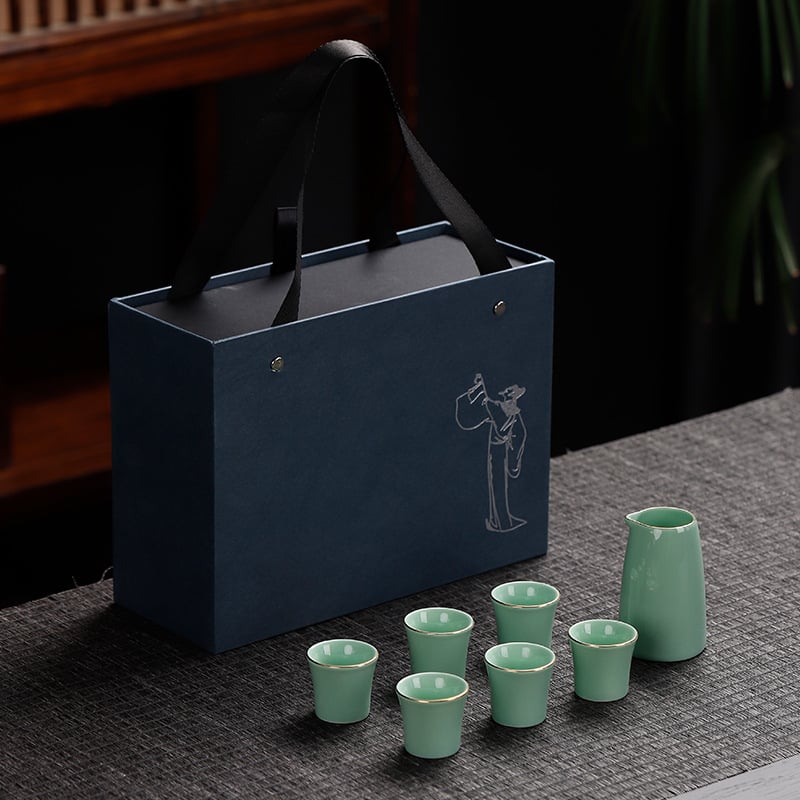 Porcelán boros készlet pohárral és szeparátorral | Modern minimalist design | Logónyomtatás elérhető | Csomagolás: 24 darab | 5 készlet