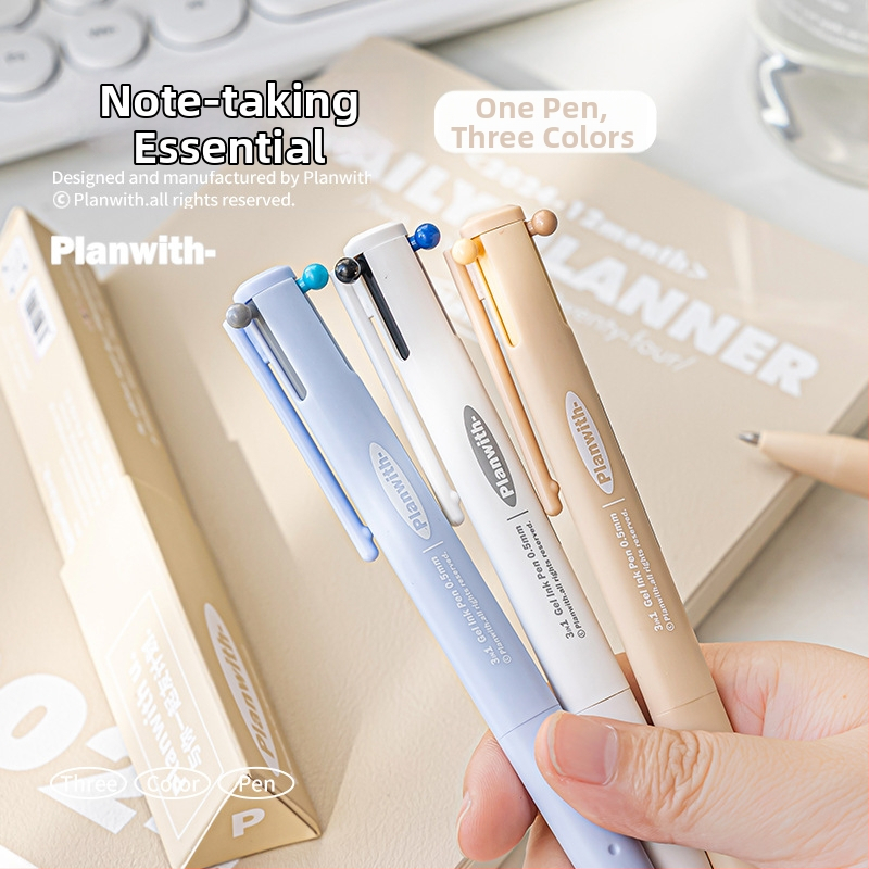 Trojuholníkové gélové pero so tromi farbami – rýchloschnúce atramenty, plastové telo, Yu xian