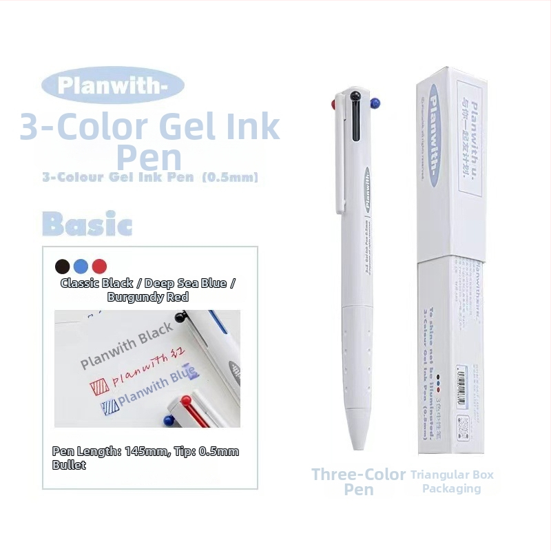 Trojuholníkové gélové pero so tromi farbami – rýchloschnúce atramenty, plastové telo, Yu xian