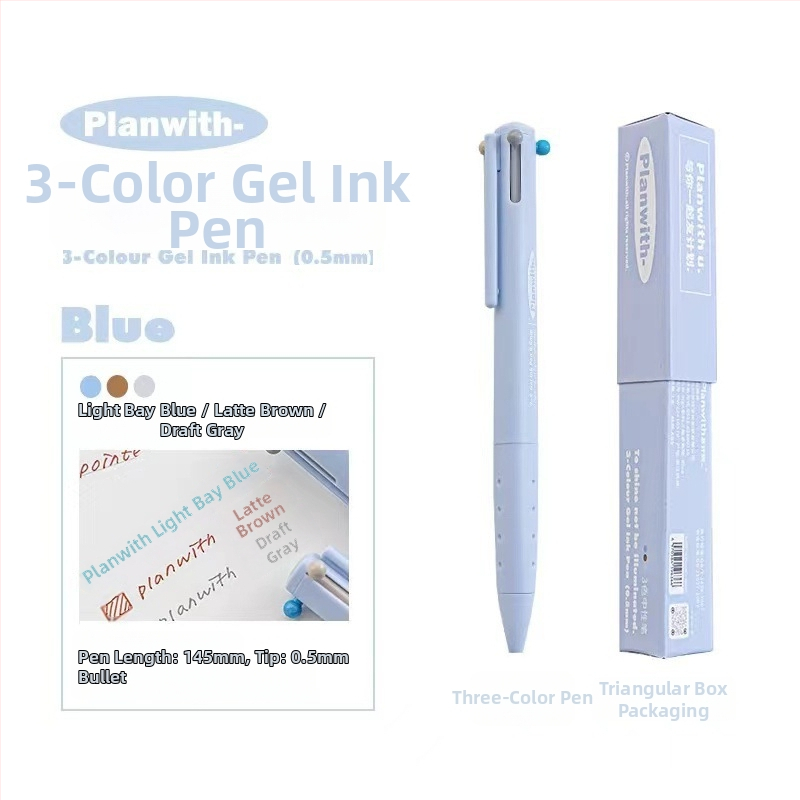 Trojuholníkové gélové pero so tromi farbami – rýchloschnúce atramenty, plastové telo, Yu xian