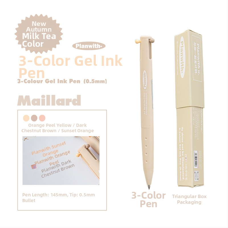 Trojuholníkové gélové pero so tromi farbami – rýchloschnúce atramenty, plastové telo, Yu xian