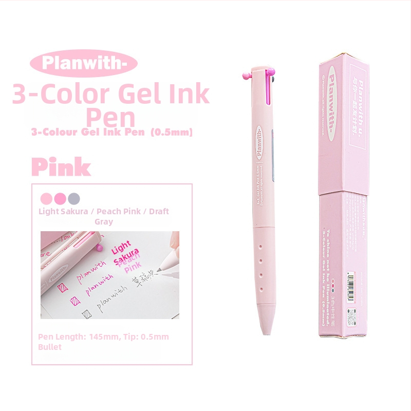 Trojuholníkové gélové pero so tromi farbami – rýchloschnúce atramenty, plastové telo, Yu xian