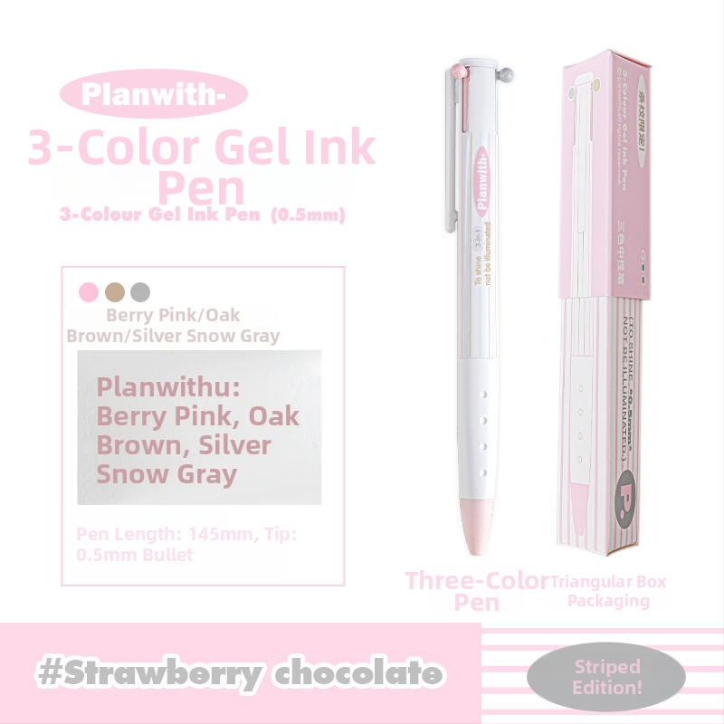 Trojuholníkové gélové pero so tromi farbami – rýchloschnúce atramenty, plastové telo, Yu xian