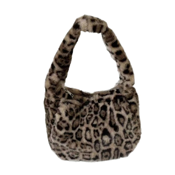 Geantă pentru femei din pluș, stil retro, geantă de umăr orizontală, cu închidere prin fermoar și buzunar interior cu fermoar